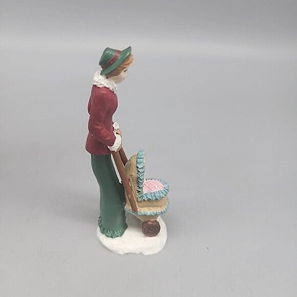Vtg Santas Workshop Woman Baby Stroller Miniature Figure Resin Victorian - Picture 2 of 3